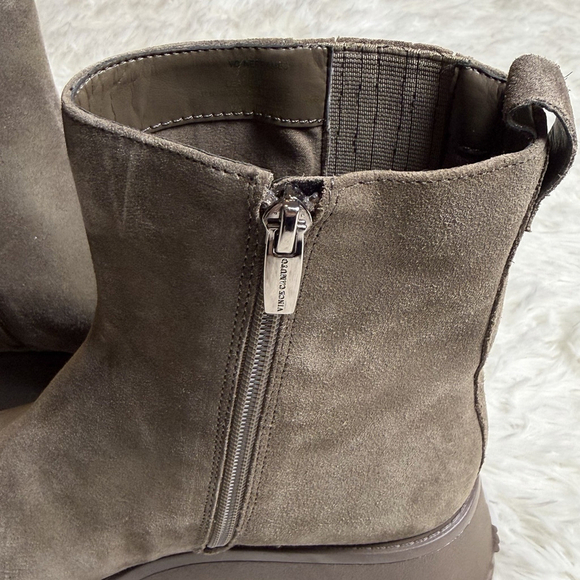 Vince Camuto Boots Womens Size 8/39 Taupe Suede Lug Sole Ankle Side Zip - Picture 7 of 11